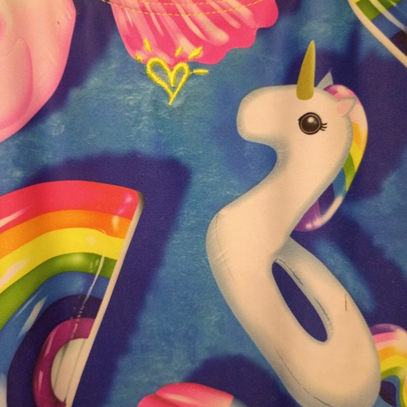 Justice Colorful Kids Swimwear with Flamingo and Rainbow Print Size 16 - Picture 4 of 5